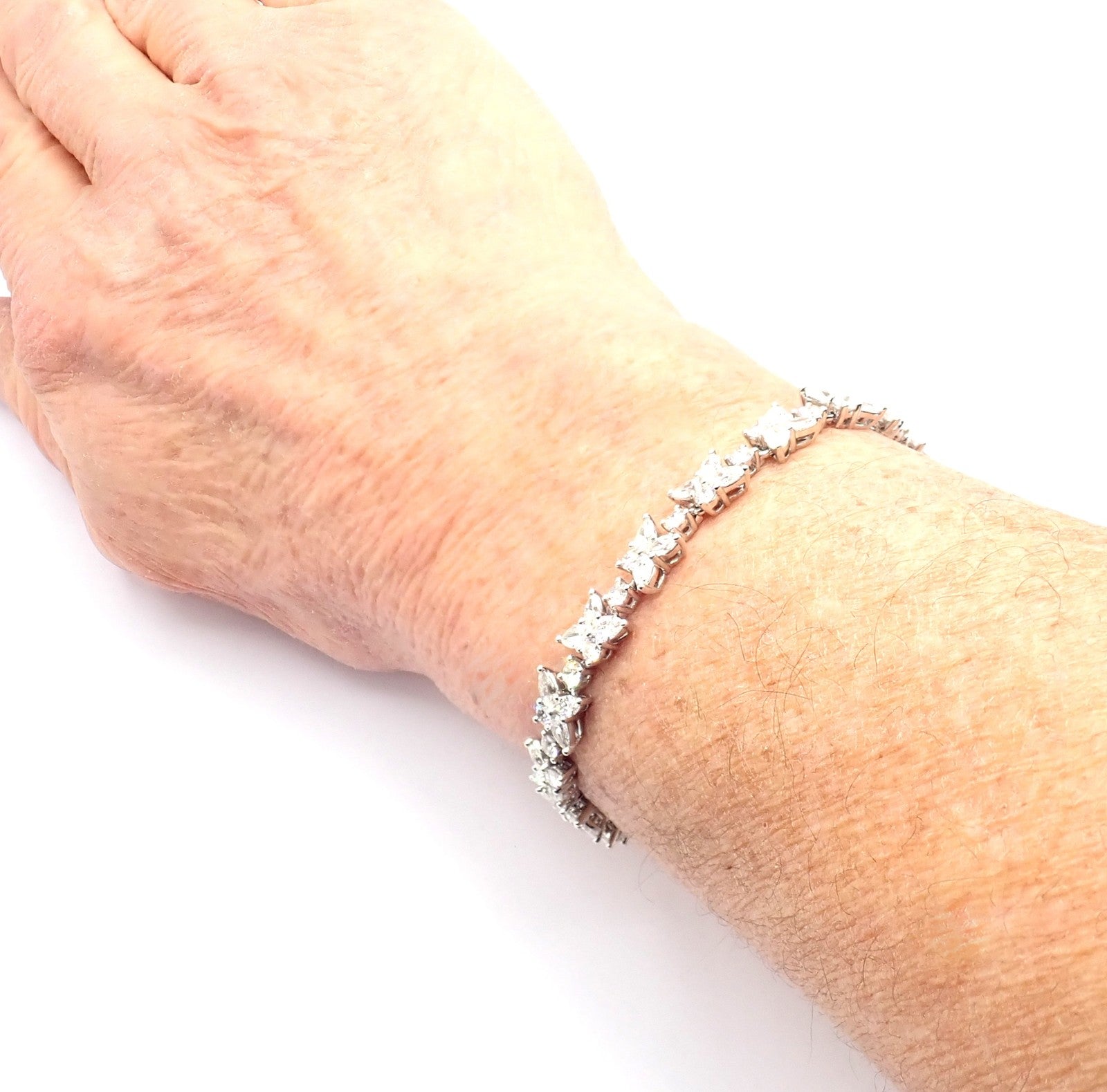 Authentic! Tiffany & Co Victoria Platinum Diamond Mixed Cluster Bracelet | Fortrove