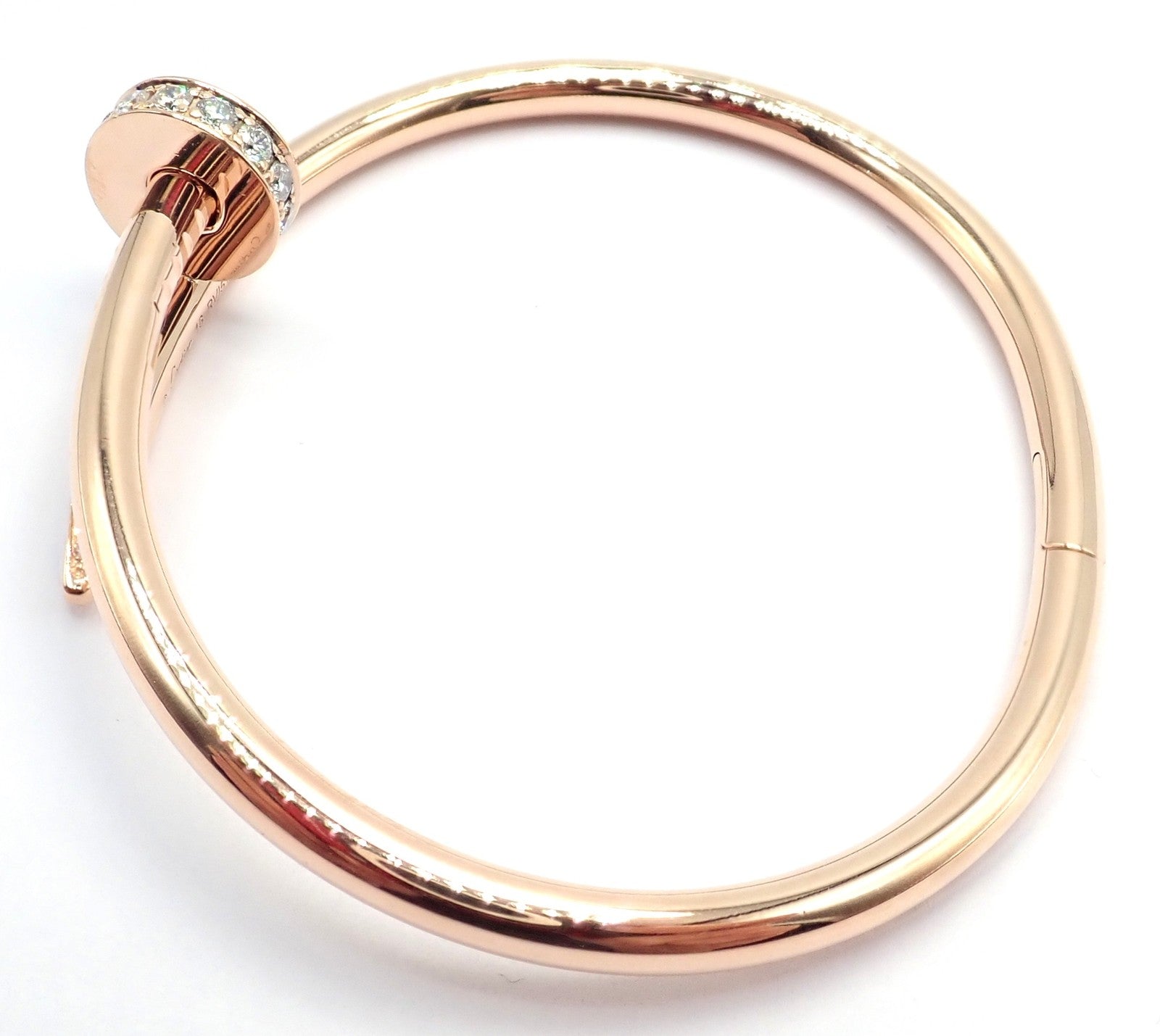 Cartier Juste un Clou Nail 18k Rose Gold Diamond Classic Bangle Bracelet Size 16 | Fortrove