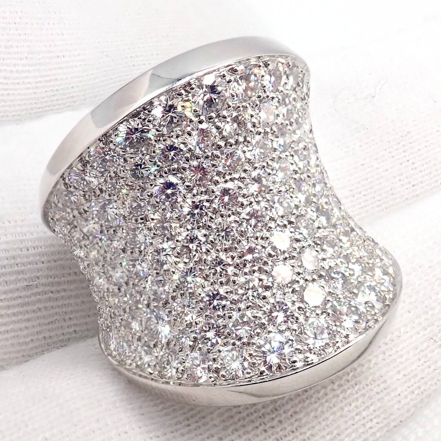 Authentic! Cartier Chalice 18k White Gold Diamond Large Ring Paper | Fortrove