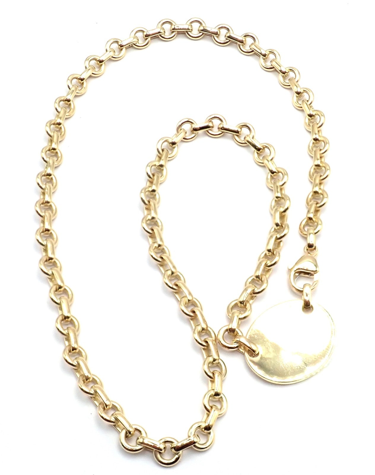 Authentic! Tiffany & Co Return To Tiffany 18k Yellow Gold Oval Tag Link Necklace | Fortrove