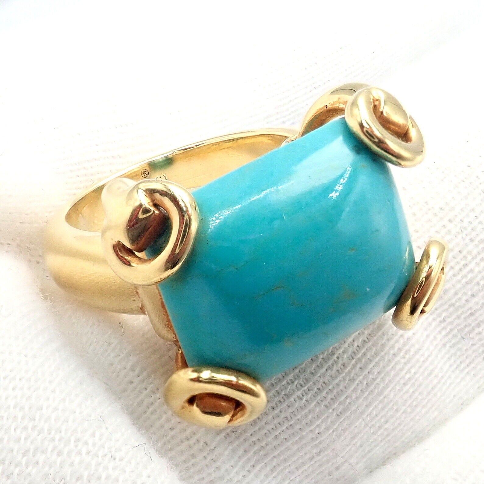 Gucci Jewelry & Watches:Fine Jewelry:Rings Authentic! Gucci 18K Yellow Gold Large Turquoise Horsebit Ring