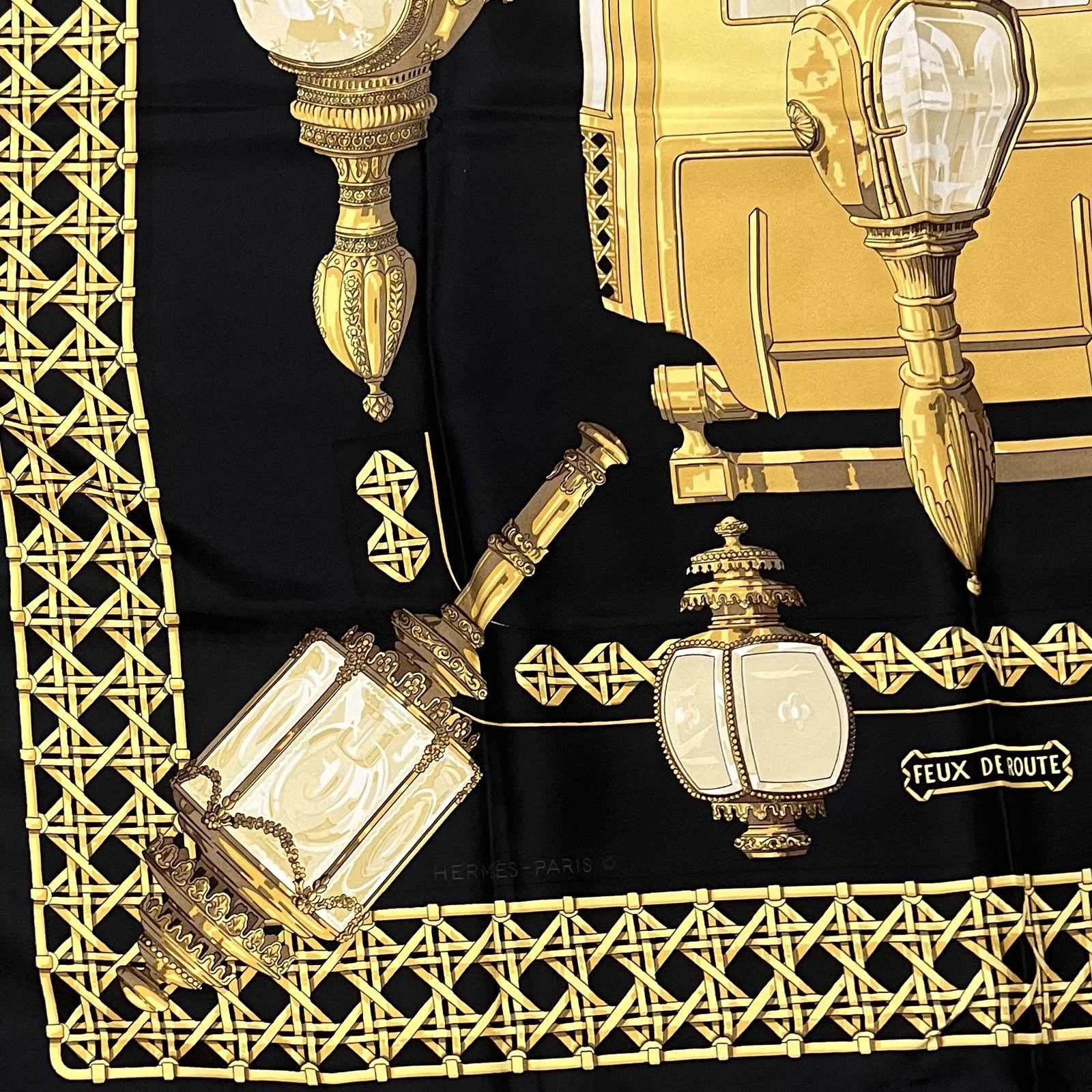 Authentic RARE! Hermes Feux de Route Vintage 90cm Silk Scarf