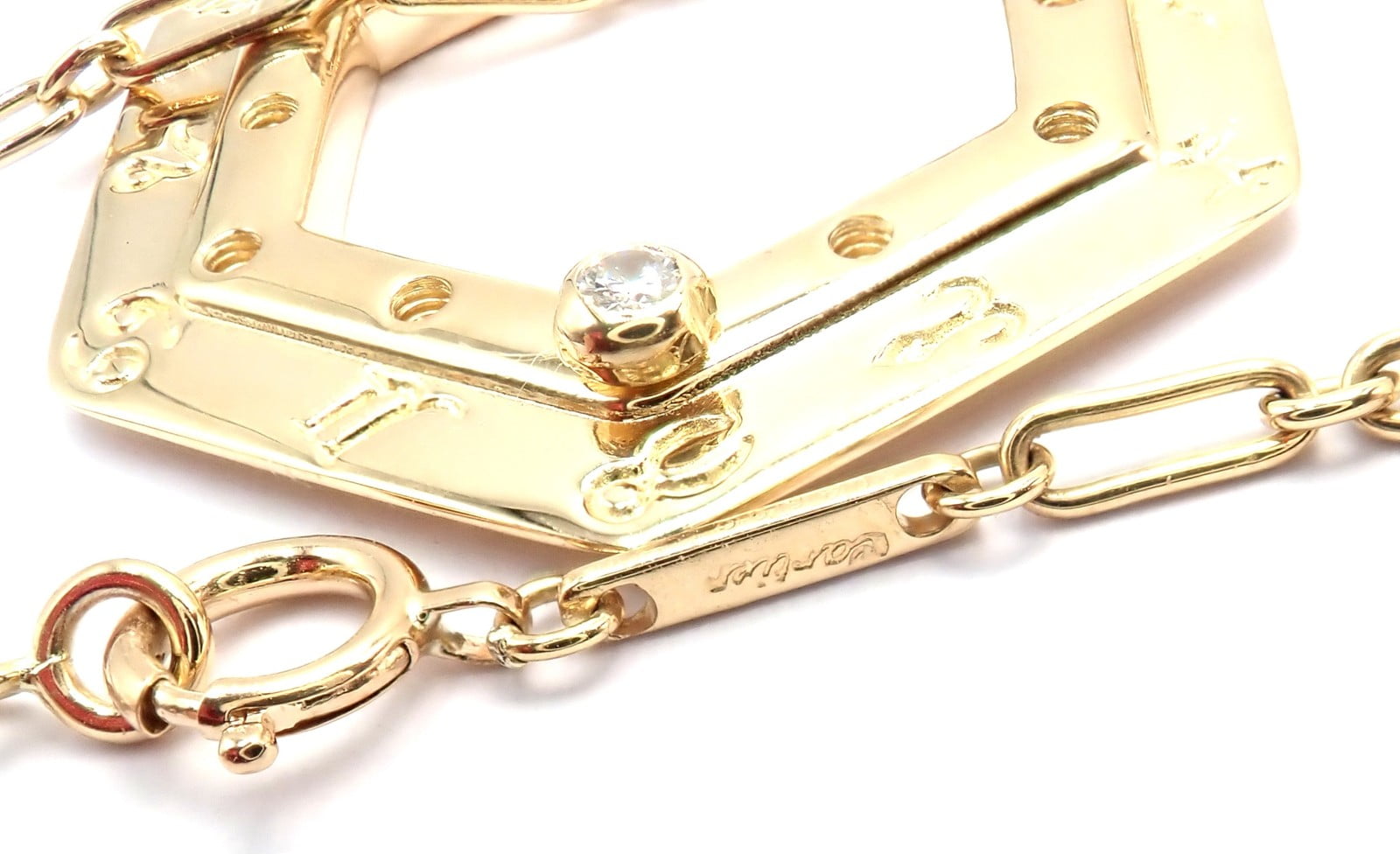 Vintage Cartier Zodiac 18k Yellow Gold Diamond Pendant Link Chain Necklace | Fortrove