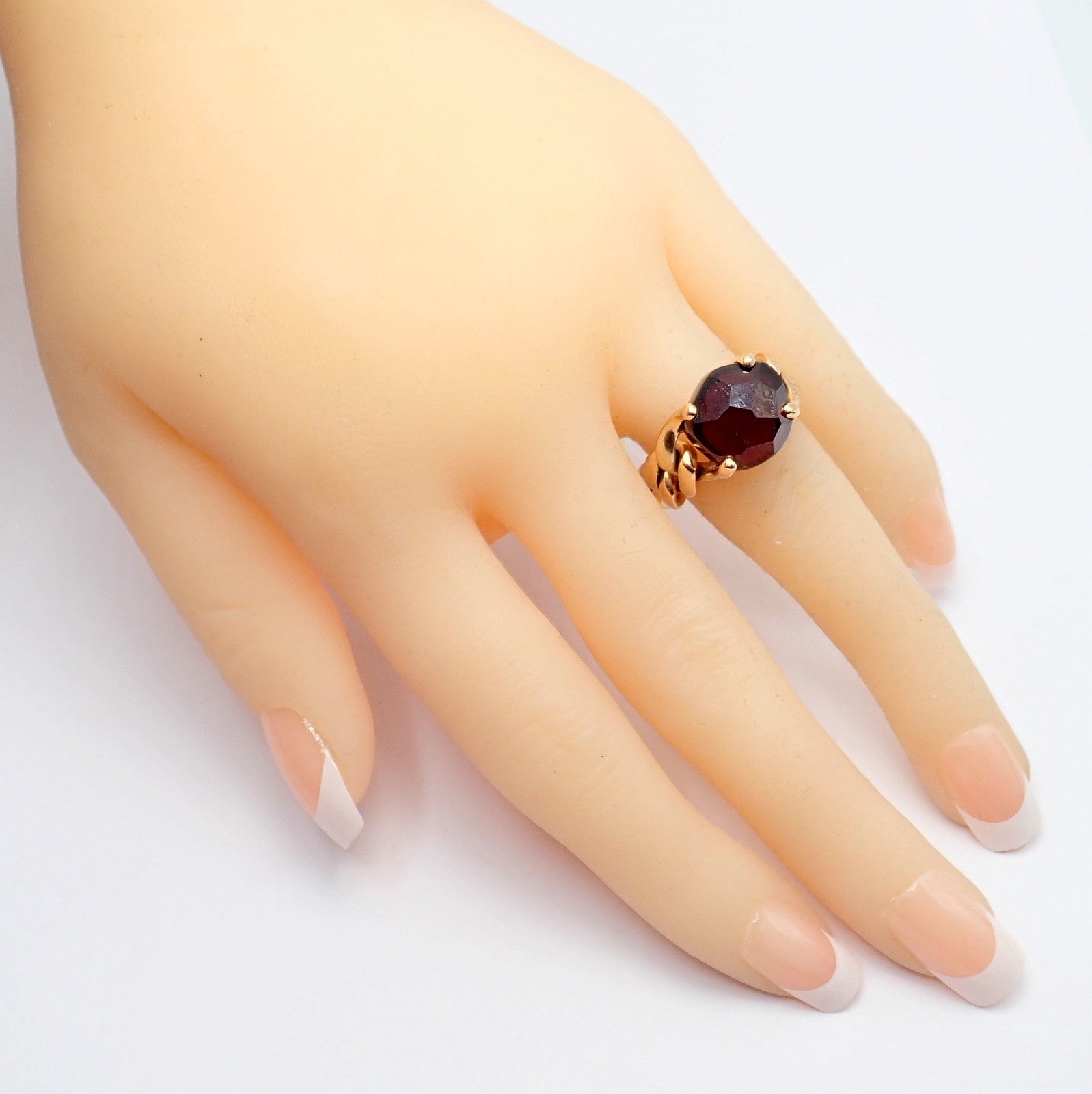 Authentic! Pomellato 18k Yellow Gold Lola Madeira Curb Link Garnet Ring Sz 7 | Fortrove