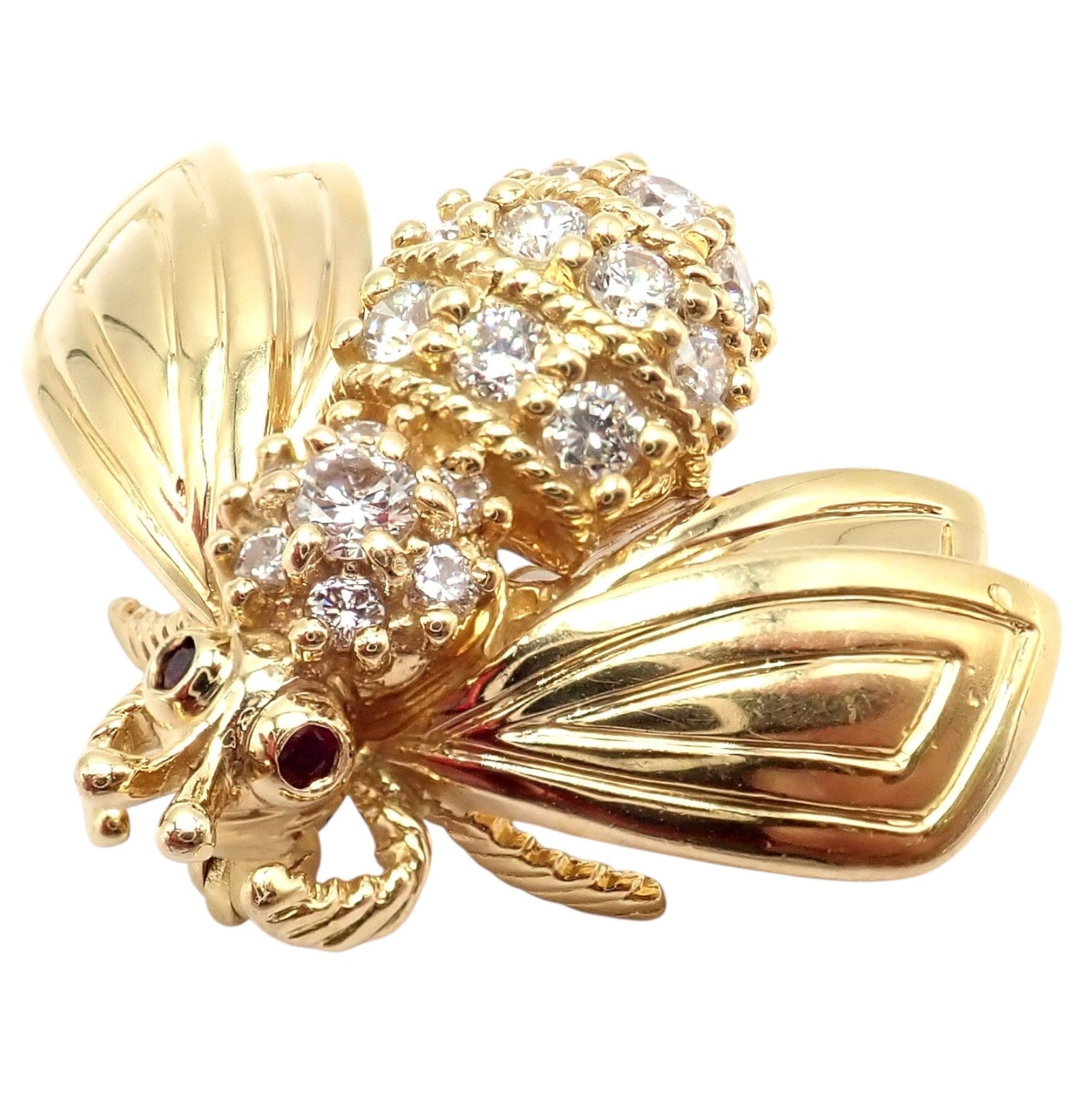 Tiffany & Co. ゴールドダイヤモンドブローチ Authentic! Tiffany & Co 18k Yellow Gold Bee Fly Insect Diamond Pin