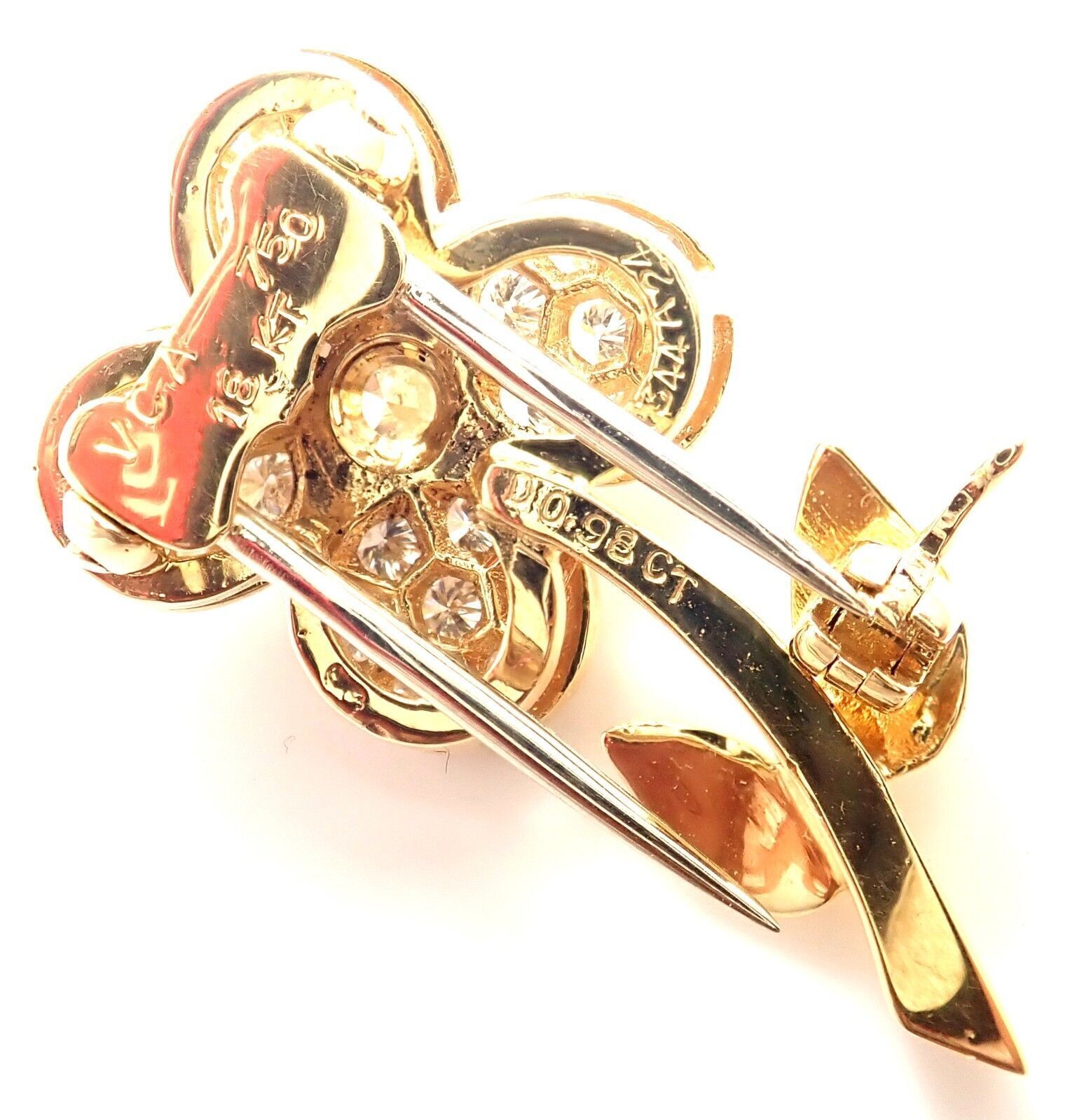 Van Cleef & Arpels Jewelry & Watches:Fine Jewelry:Brooches & Pins Rare! Authentic Van Cleef & Arpels Diamond 18k Yellow Gold Flower Pin Brooch