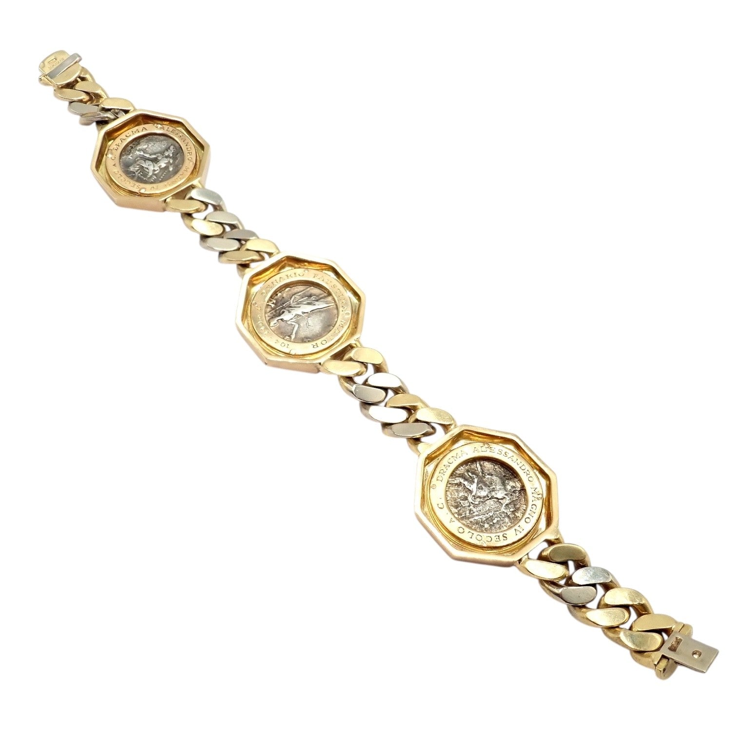 Bvlgari Jewelry & Watches:Fine Jewelry:Bracelets & Charms Rare! Bvlgari Bulgari 18k Gold Diamond Monete Antique Large Coin Link Bracelet