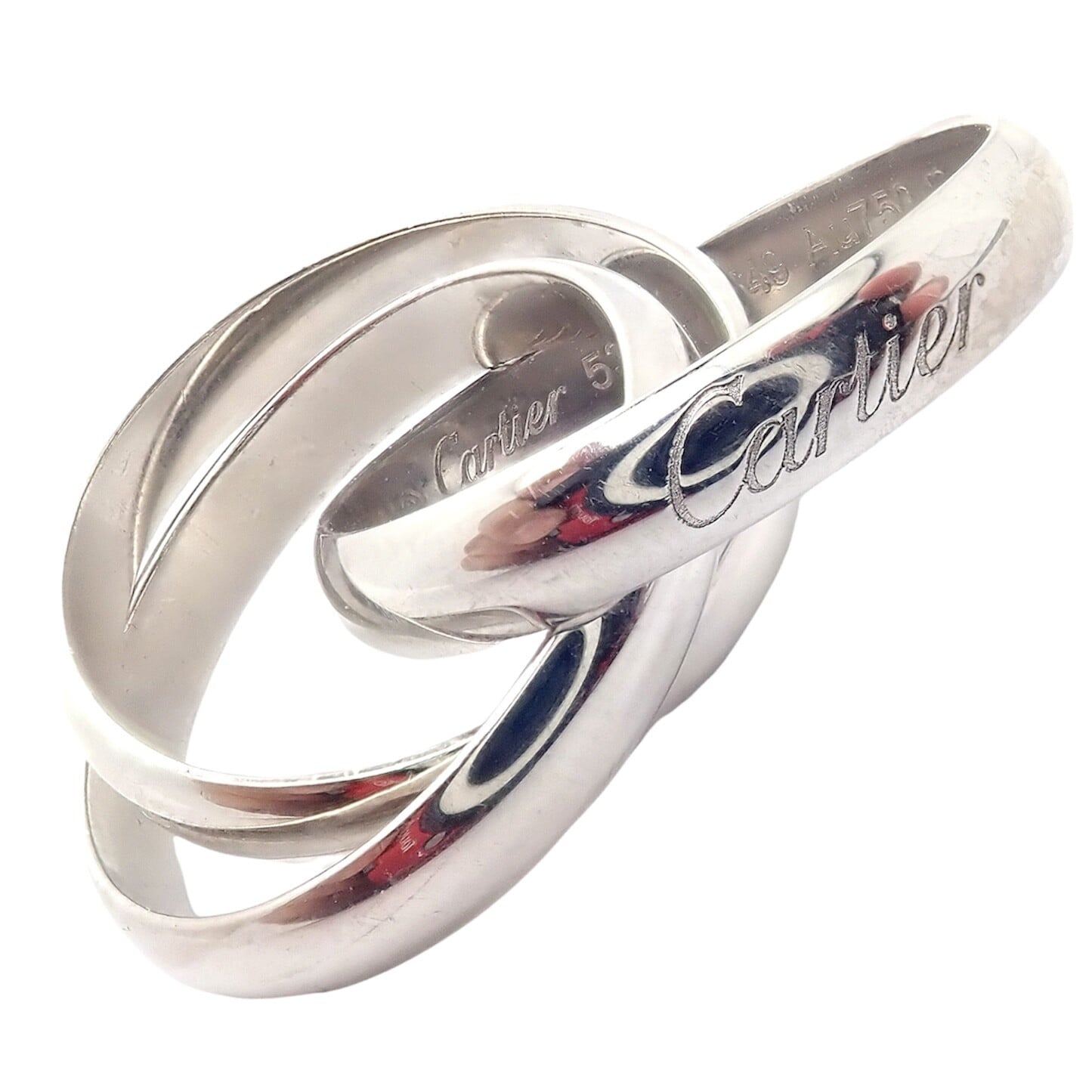 Cartier Jewelry & Watches:Fine Jewelry:Rings Authentic! Cartier 18k White Gold Trinity Band Ring Size 53 US 6.25