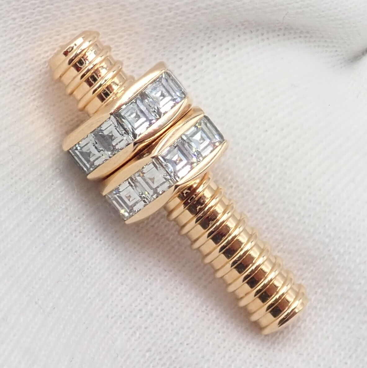 Cartier Jewelry & Watches:Fine Jewelry:Brooches & Pins Authentic! Cartier 18k Yellow Gold Ecrou Diamond Single Earring / Pin Brooch