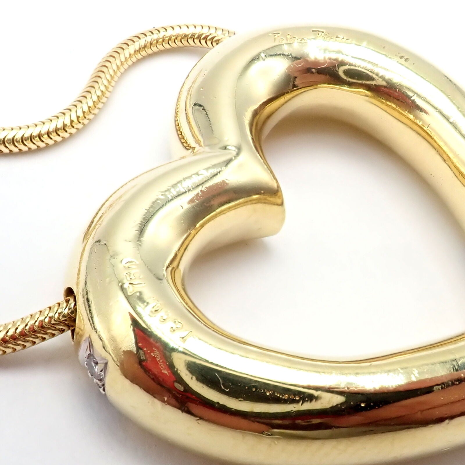 Vintage Tiffany Co Picasso 18k Yellow Gold Diamond Large Heart Necklace Fortrove
