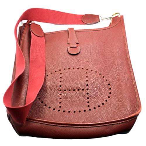 Authentic! Hermes Evelyne Brick Red Clemence Leather PM Handbag Purse | Fortrove