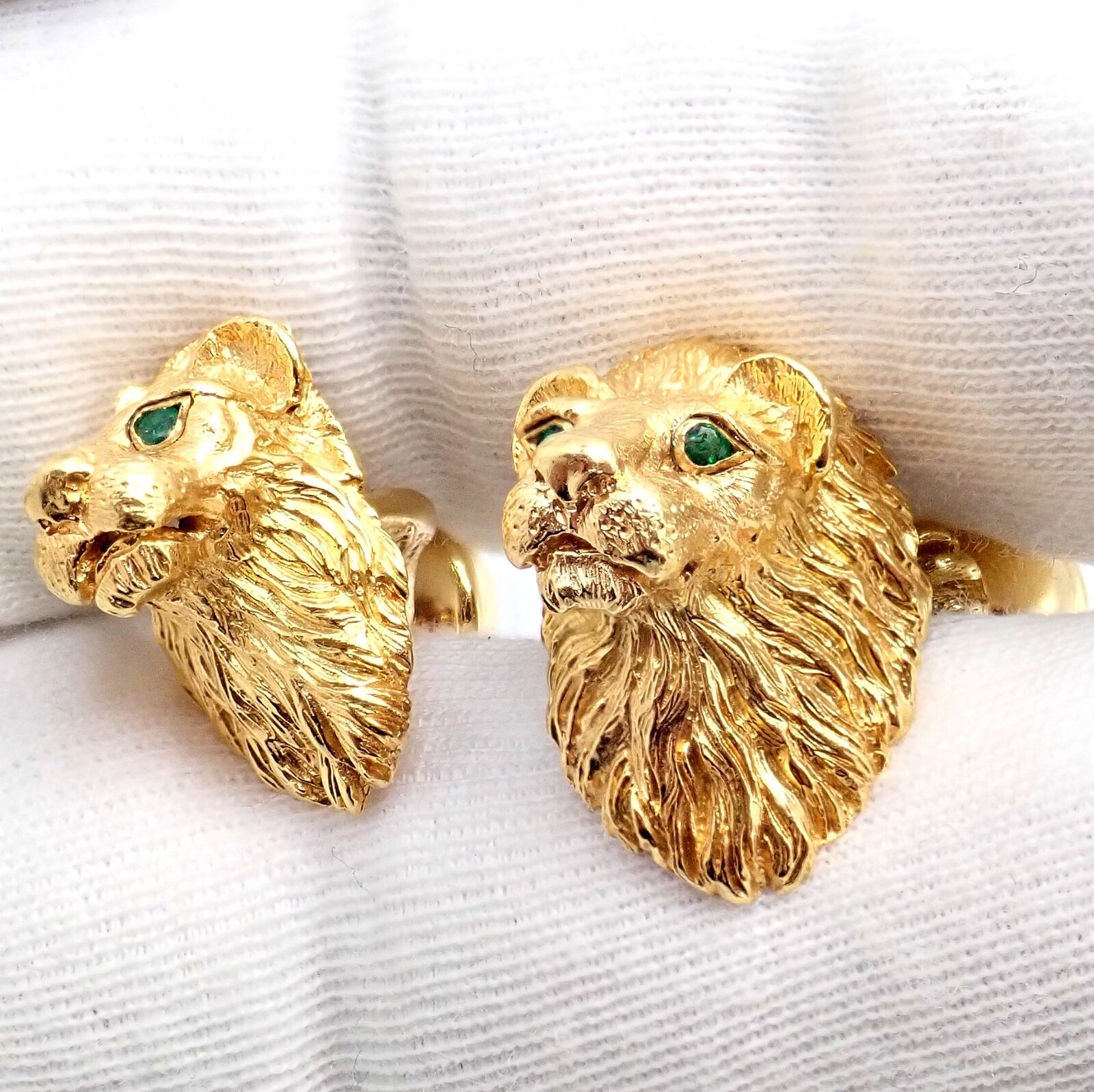 Tiffany & Co. Jewelry & Watches:Men's Jewelry:Cufflinks Rare! Vintage Tiffany & Co. 18k Yellow Gold Emerald Lion Germany 1989 Cufflinks