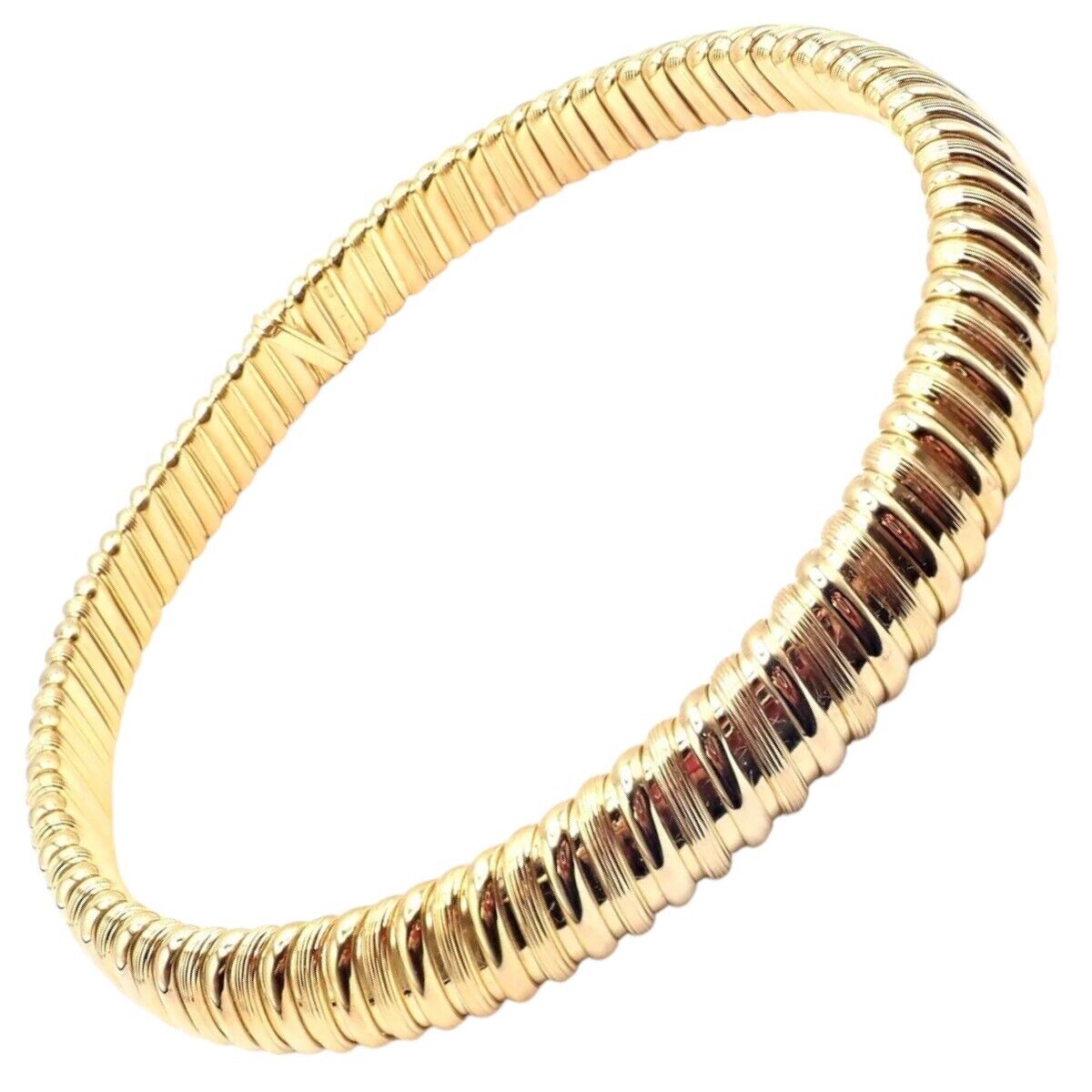 Rare! Authentic Bvlgari Bulgari Tubogas 18k Yellow Gold Choker Necklace | Fortrove