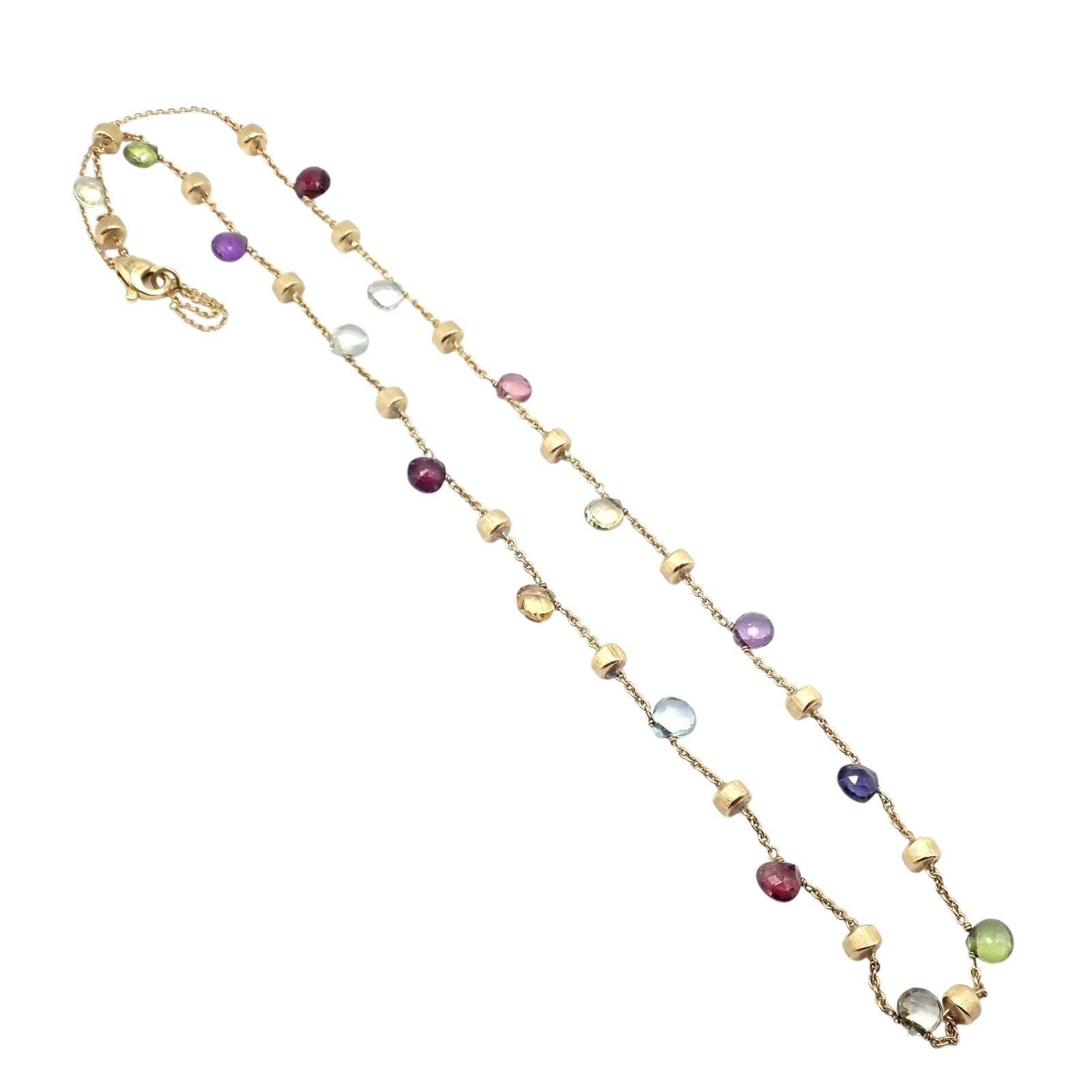 Authentic! Marco Bicego 18k Yellow Gold Multicolor Stones Paradise Necklace | Fortrove