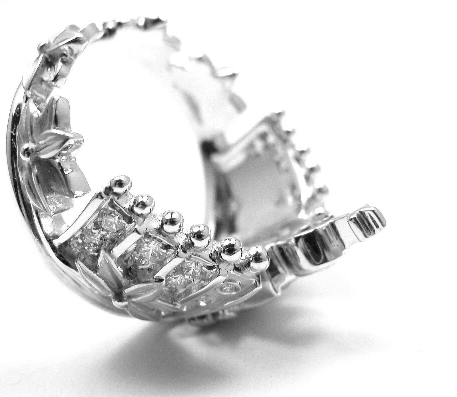 New! Authentic! Carrera Y Carrera 18k White Gold Mi Princess Crown Diamond Ring | Fortrove