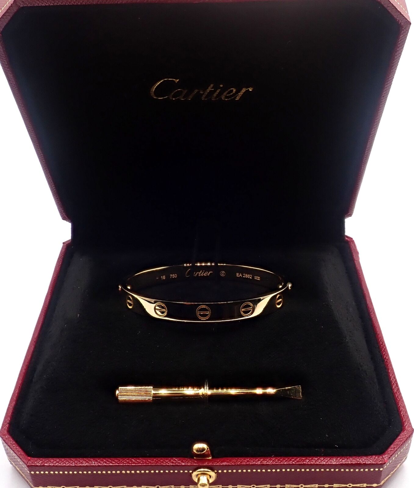 Authentic! Cartier 18k Yellow Gold Love Bangle Bracelet Size 16 Paper | Fortrove