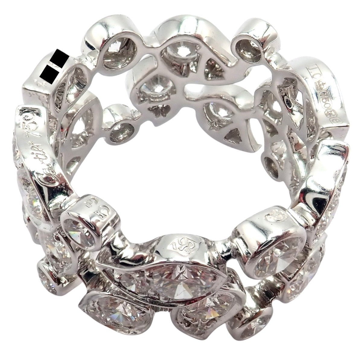 Authentic! Cartier 18k White Gold Diamond Leaf Wide Band Ring Size 53 | Fortrove