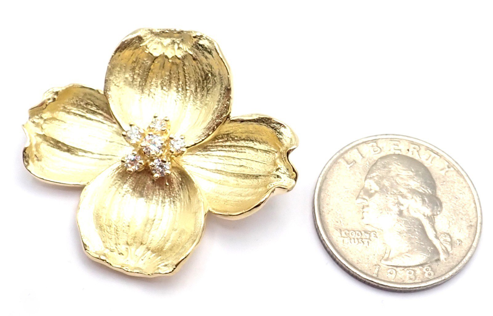 Tiffany & Co. Jewelry & Watches:Fine Jewelry:Brooches & Pins Authentic! Tiffany & Co Dogwood 18k Yellow Gold Diamond Pin Brooch Pendant