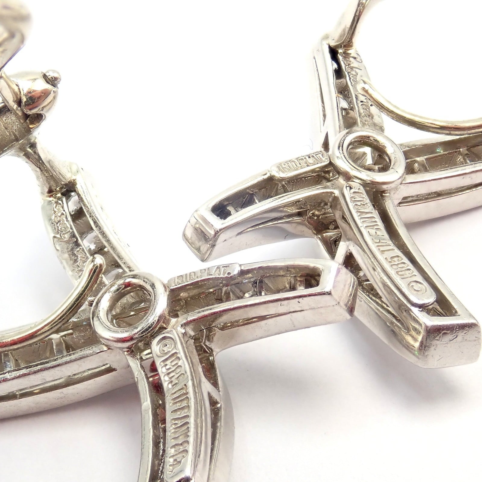Tiffany & Co Picasso Platinum X Drop Diamond Amethyst Night + Day Earrings 1985 | Fortrove