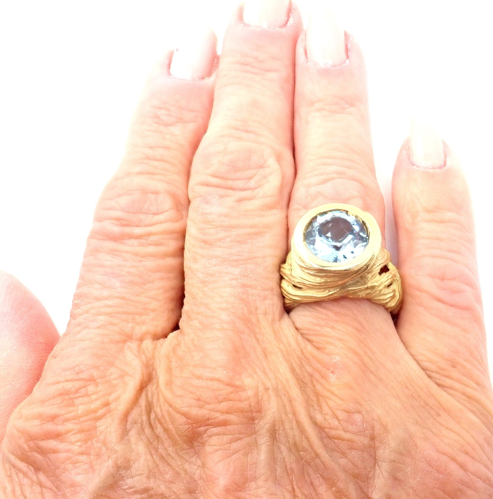 Angela Cummings Jewelry & Watches:Fine Jewelry:Rings Authentic! Angela Cummings 18k Yellow Gold Large Aquamarine Ring