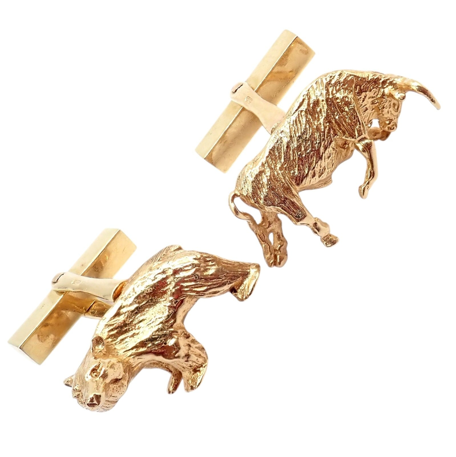 Tiffany & Co. Jewelry & Watches:Men's Jewelry:Cufflinks Rare! Vintage Tiffany & Co. 14k Yellow Gold Stock Market Bull Bear Cufflinks
