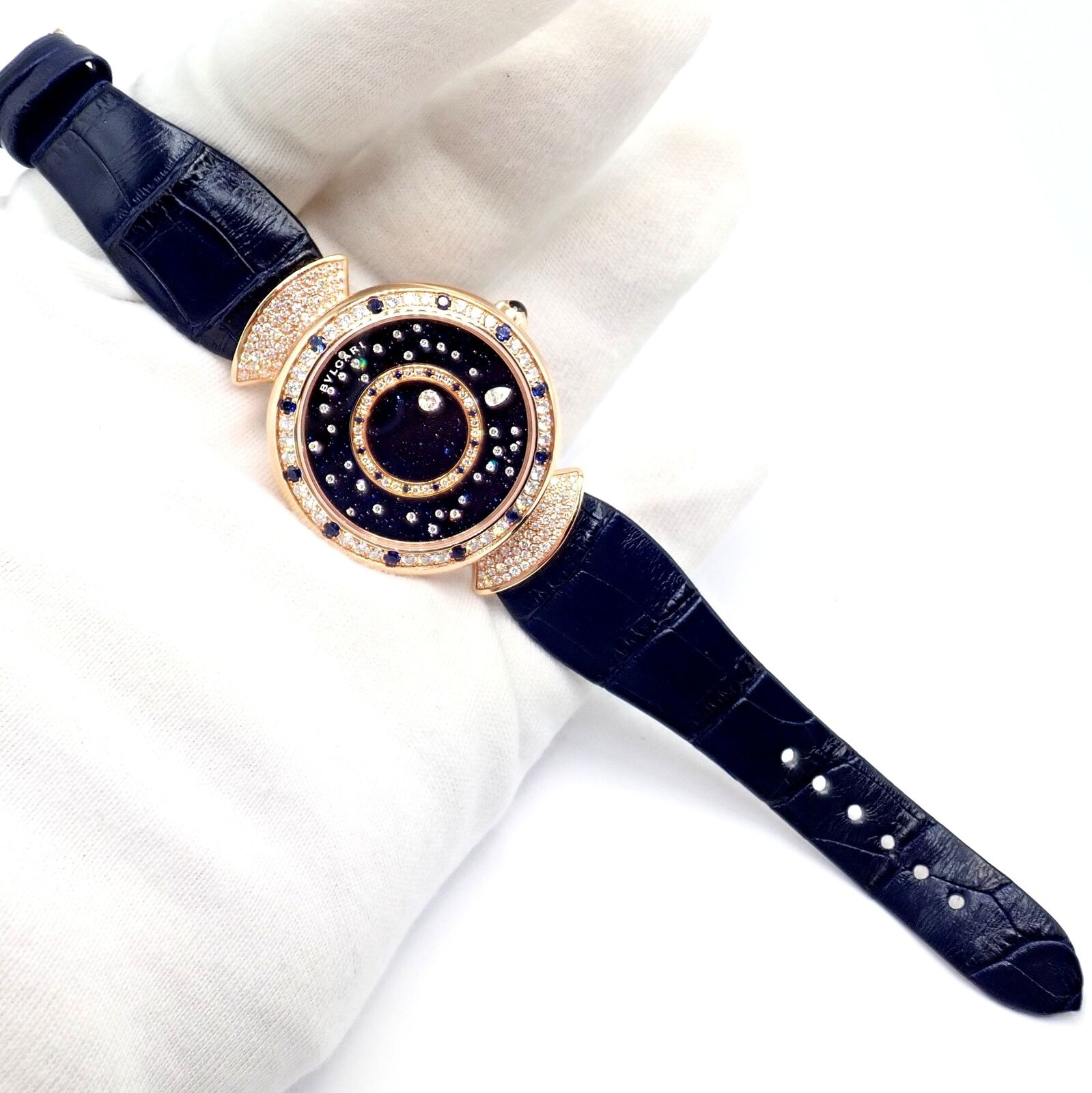 Bulgari 18k Rose Gold Diamond Sapphire Divas Dream Automatic Roman Night Watch | Fortrove