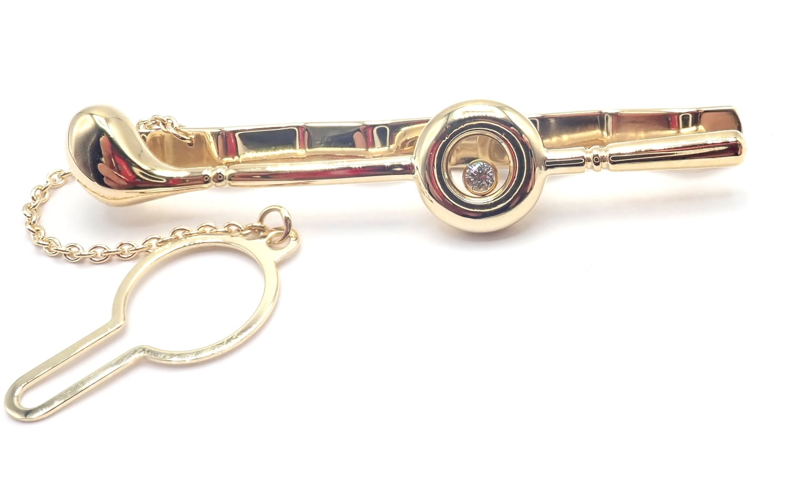 Authentic Vintage Chopard 18k Yellow Gold Happy Diamond Golf Club Tie Clip Clasp | Fortrove