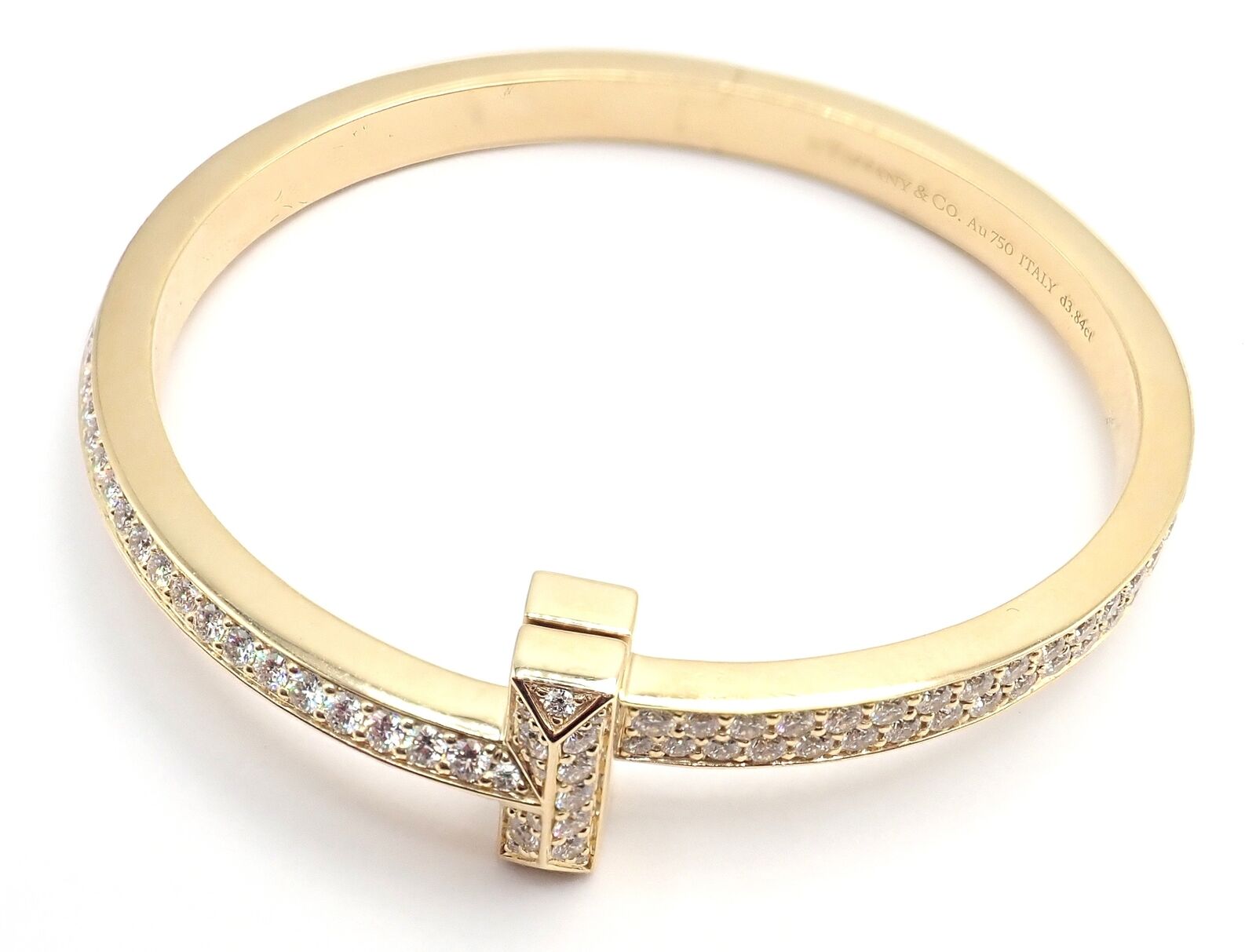 Tiffany & Co. Jewelry & Watches:Fine Jewelry:Bracelets & Charms Authentic! Tiffany & Co 18k Yellow Gold Diamond T1 Wide Hinged Bangle Bracelet