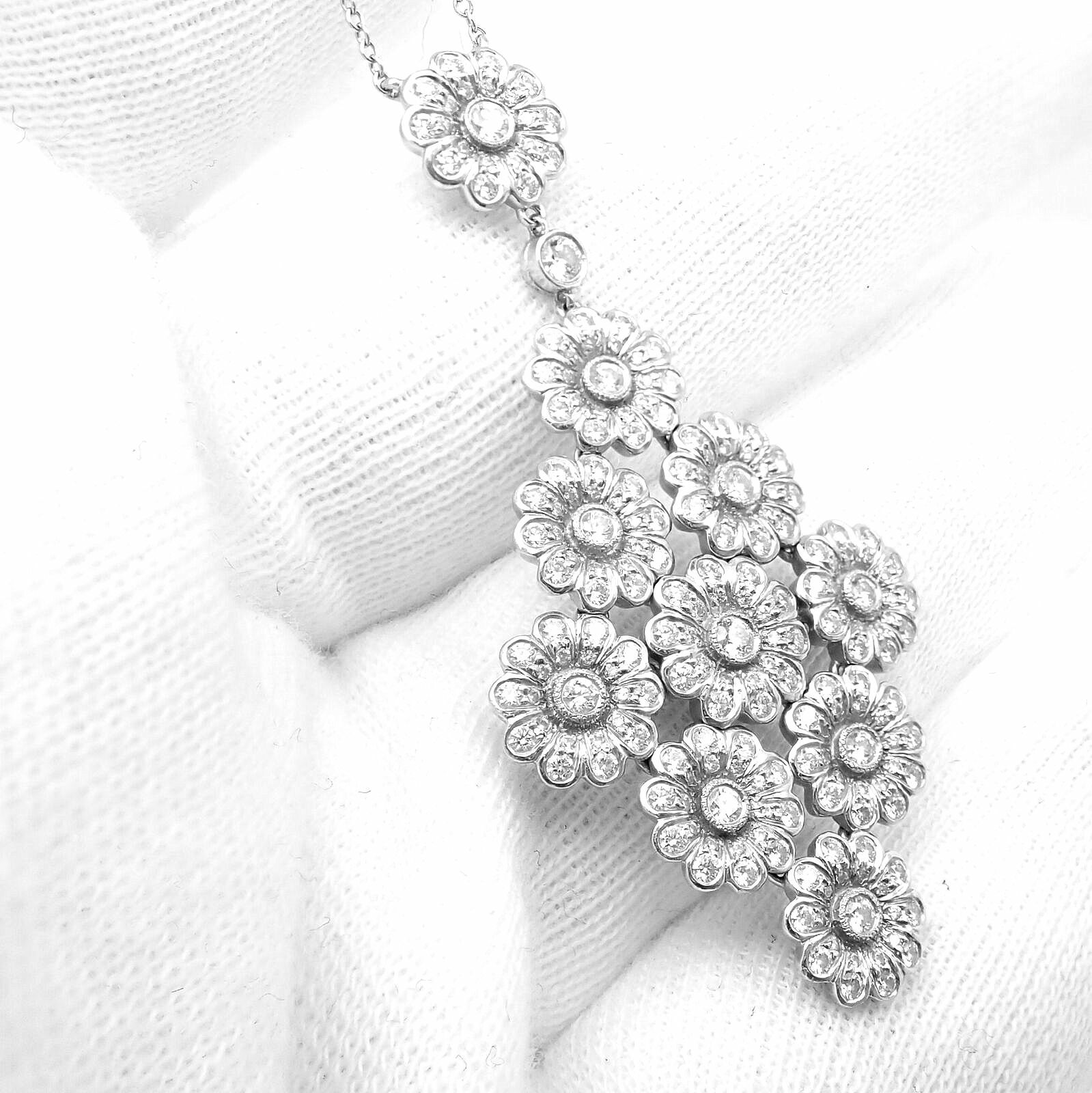 Tiffany & Co. Jewelry & Watches:Fine Jewelry:Necklaces & Pendants Authentic! Tiffany & Co Platinum Diamond Large Daisy Flower Pendant Necklace
