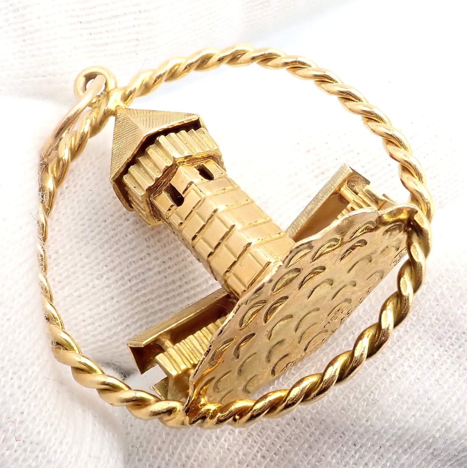 Gubelin Jewelry & Watches:Fine Jewelry:Bracelets & Charms Rare! Vintage Gubelin 18k Yellow Gold Tower Charm Pendant