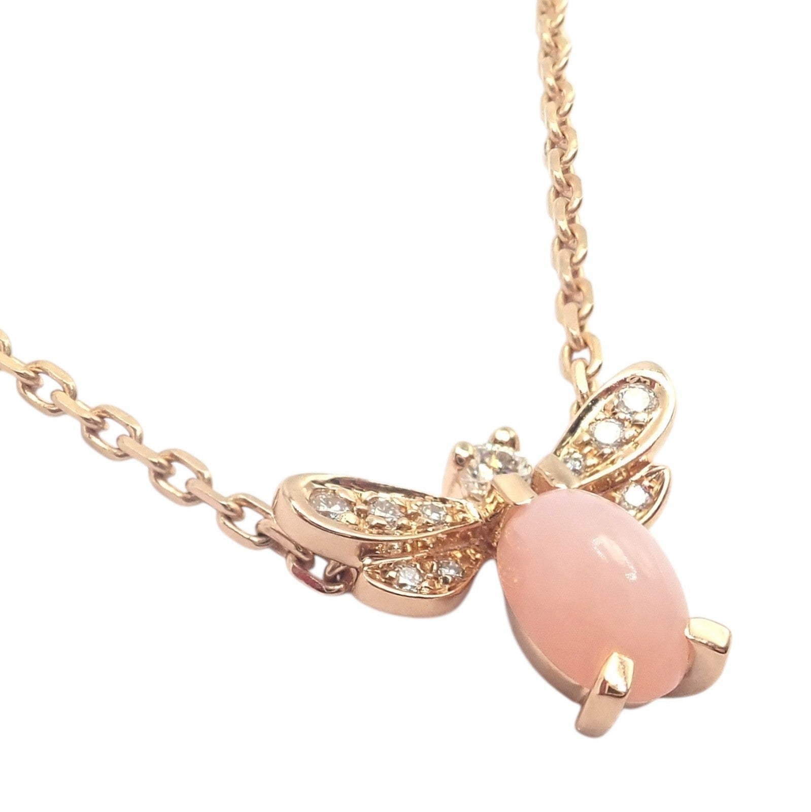 Authentic! Chaumet 18k Rose Gold Attrape Moi Diamond Pink Opal Necklace | Fortrove