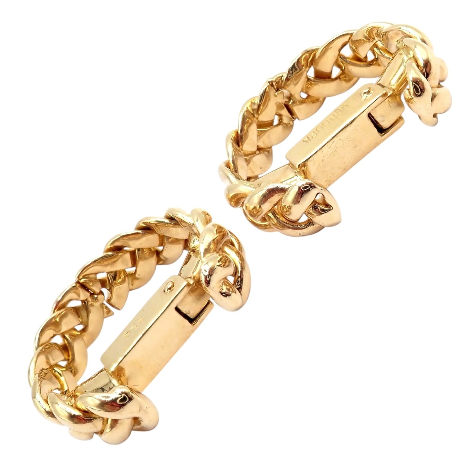 Authentic! Verdura 18k Yellow Gold Classic Rope Stirrup Cufflinks | Fortrove