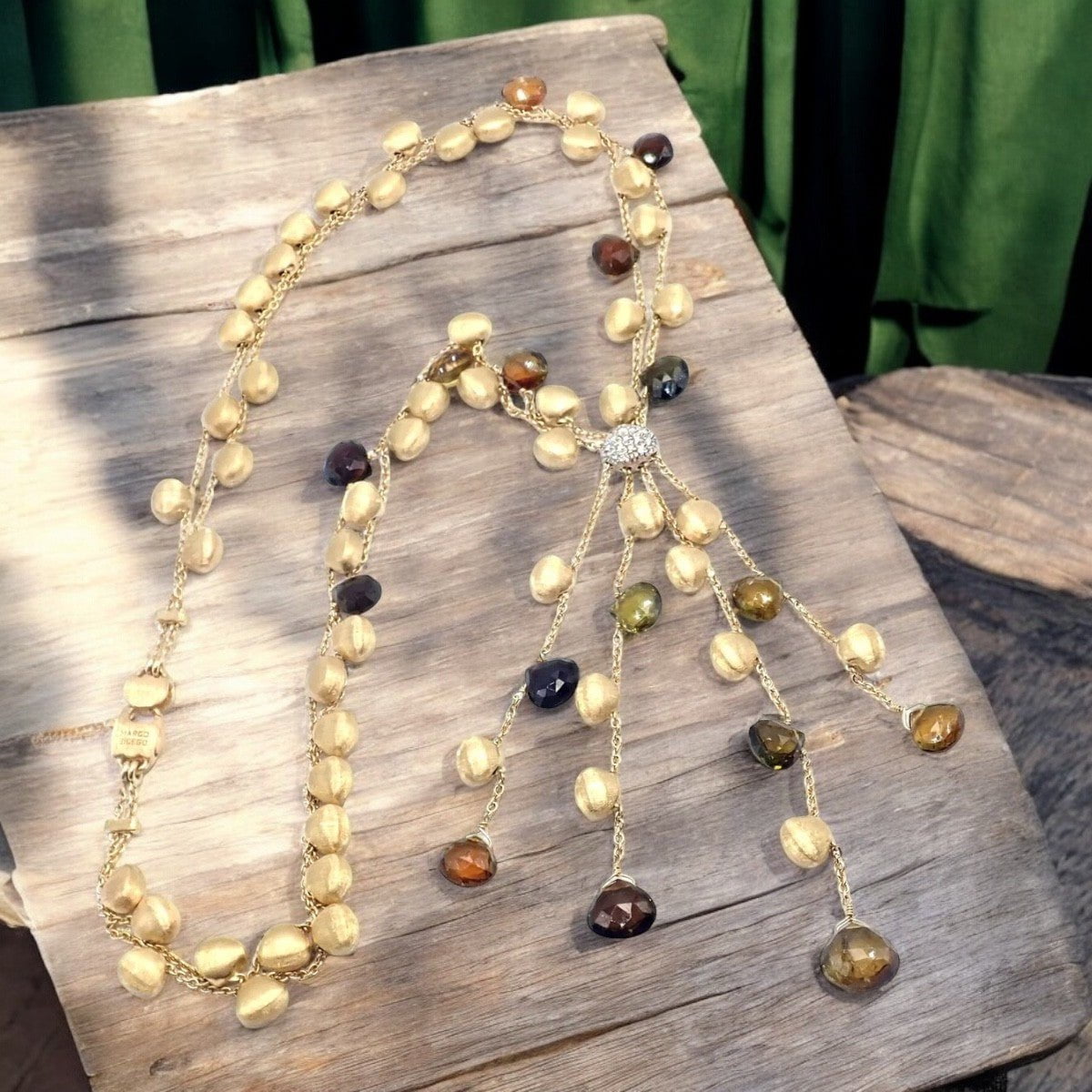 Marco Bicego Jewelry & Watches:Fine Jewelry:Necklaces & Pendants Authentic! Marco Bicego 18k Yellow Gold Confetti Diamond Topaz Tassel Necklace