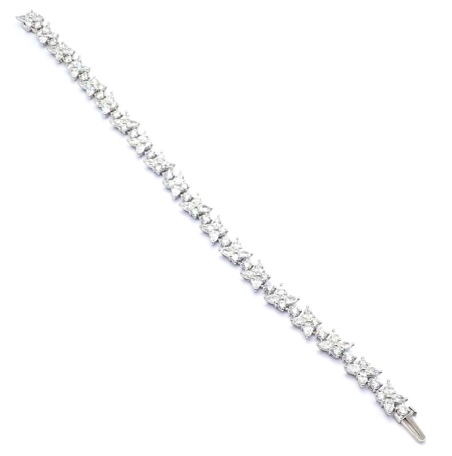 Authentic! Tiffany & Co Victoria Platinum Diamond Mixed Cluster Bracelet | Fortrove