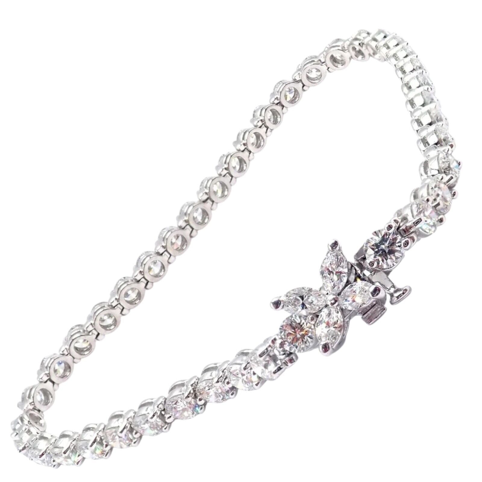 Authentic! Tiffany & Co Victoria Platinum 6.5ct Diamond Line Tennis Bracelet | Fortrove