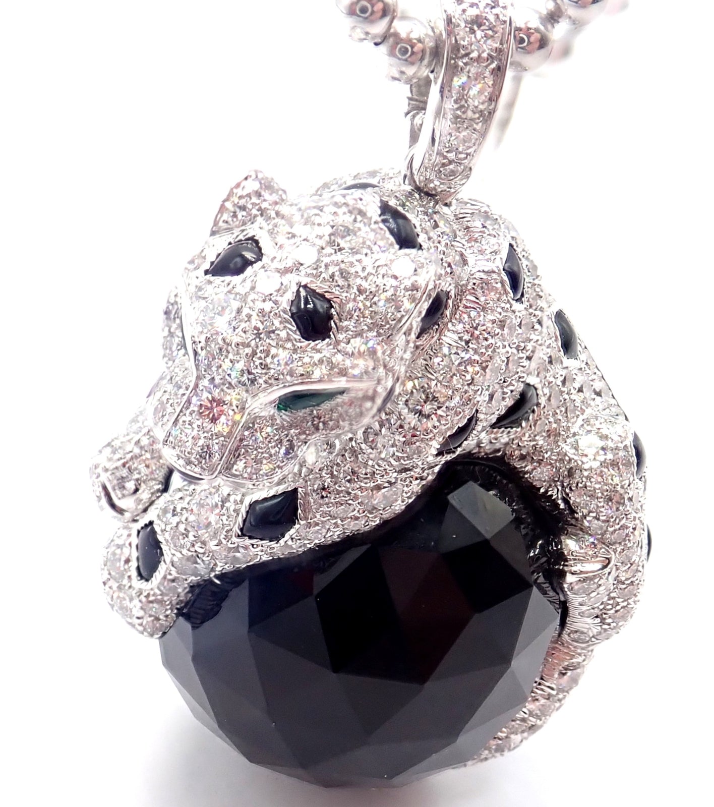 Cartier Jewelry & Watches:Fine Jewelry:Necklaces & Pendants Panthere de Cartier Panther 18k Gold Diamond Emerald Onyx Pendant Necklace Paper