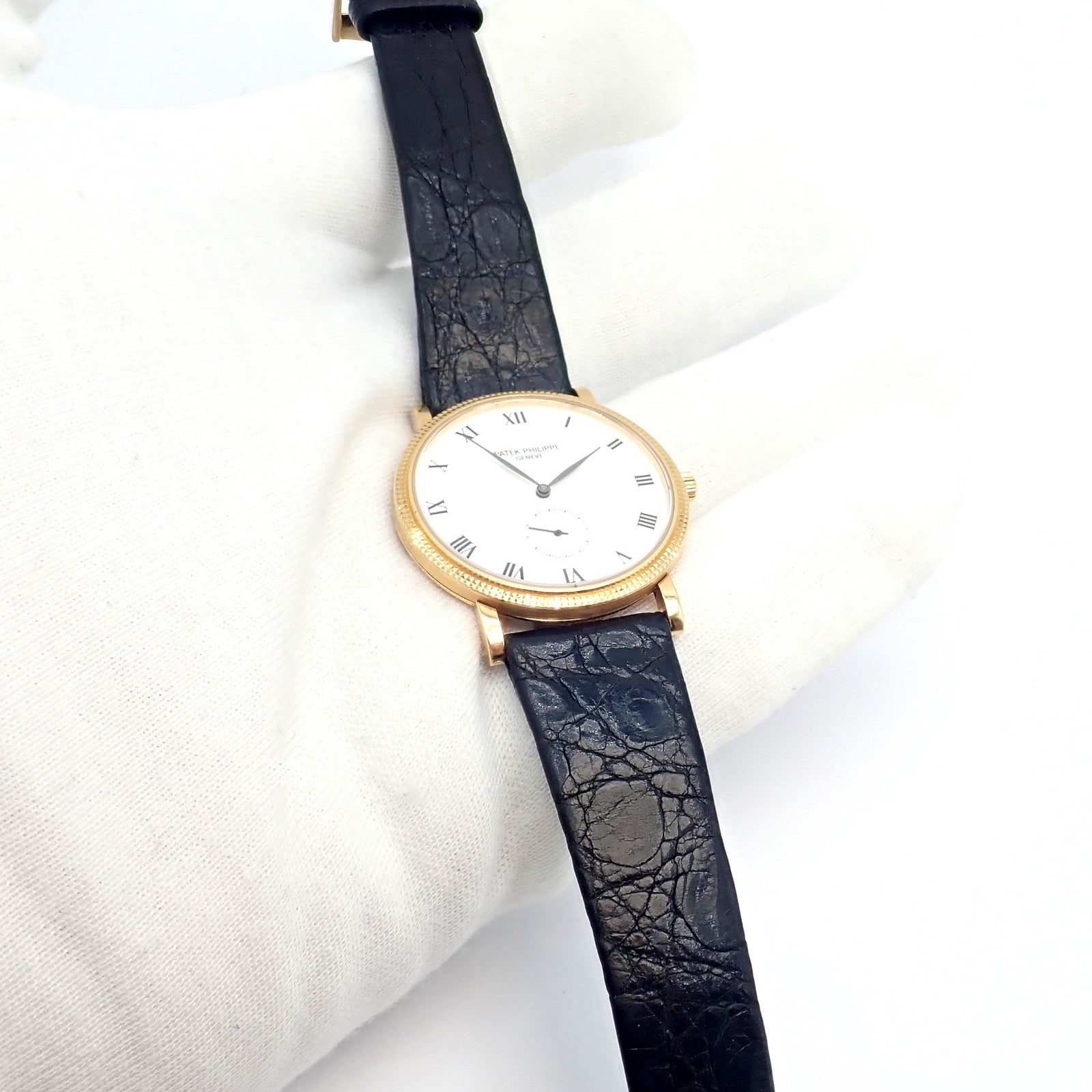 Patek Philippe 18k Yellow Gold Calatrava Manual Wind Roman Dial Watch | Fortrove