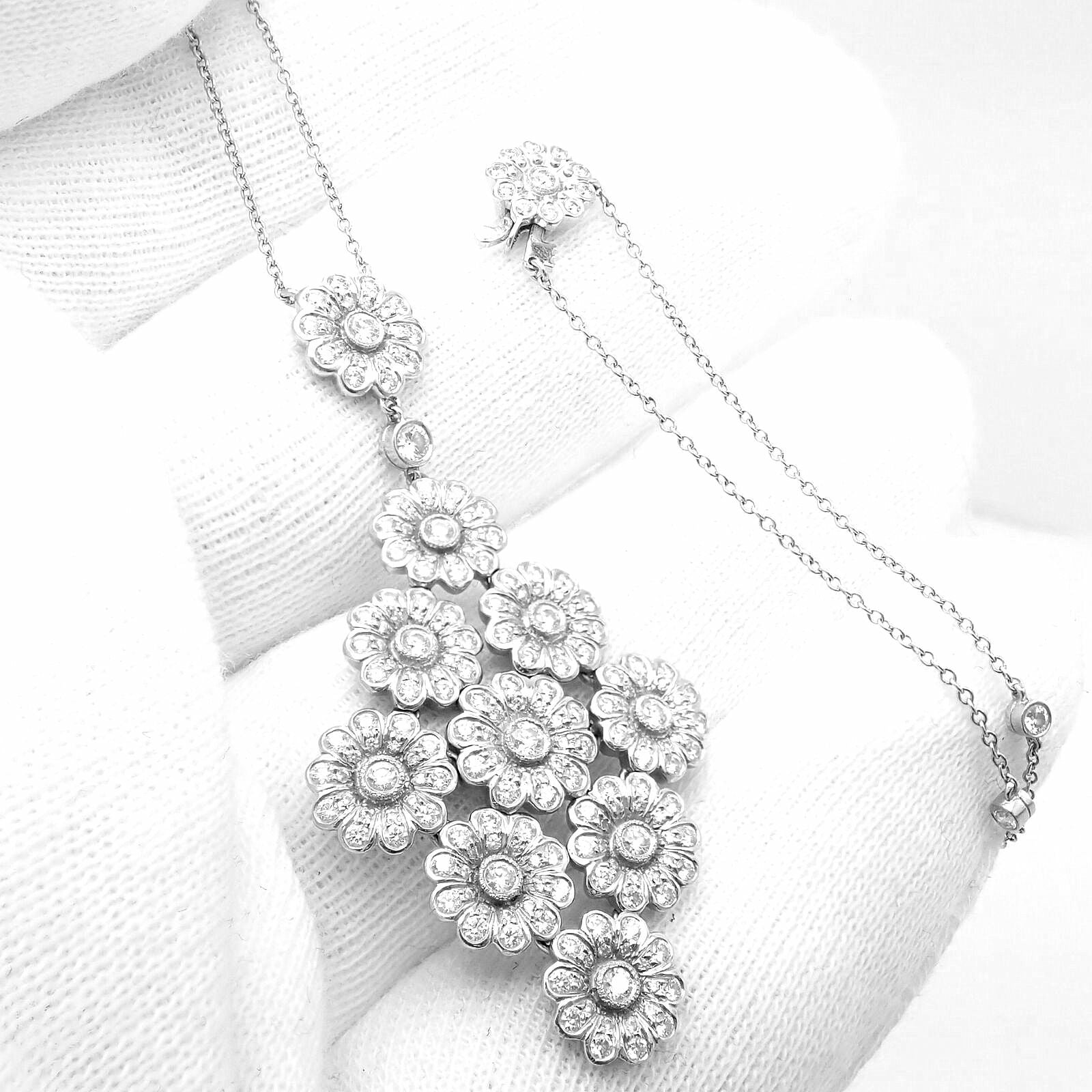Tiffany & Co. Jewelry & Watches:Fine Jewelry:Necklaces & Pendants Authentic! Tiffany & Co Platinum Diamond Large Daisy Flower Pendant Necklace