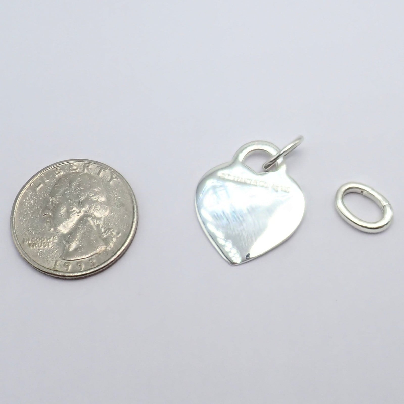 Tiffany & Co Silver Heart Tag Charm + Toggle Bracelet + Oval Jump Ring