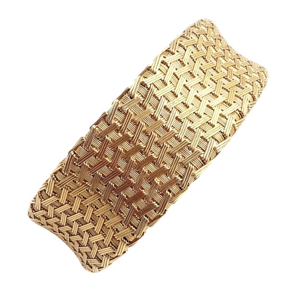 Authentic! Roberto Coin 18k Yellow Gold Large Basket Weave Bracelet | Fortrove