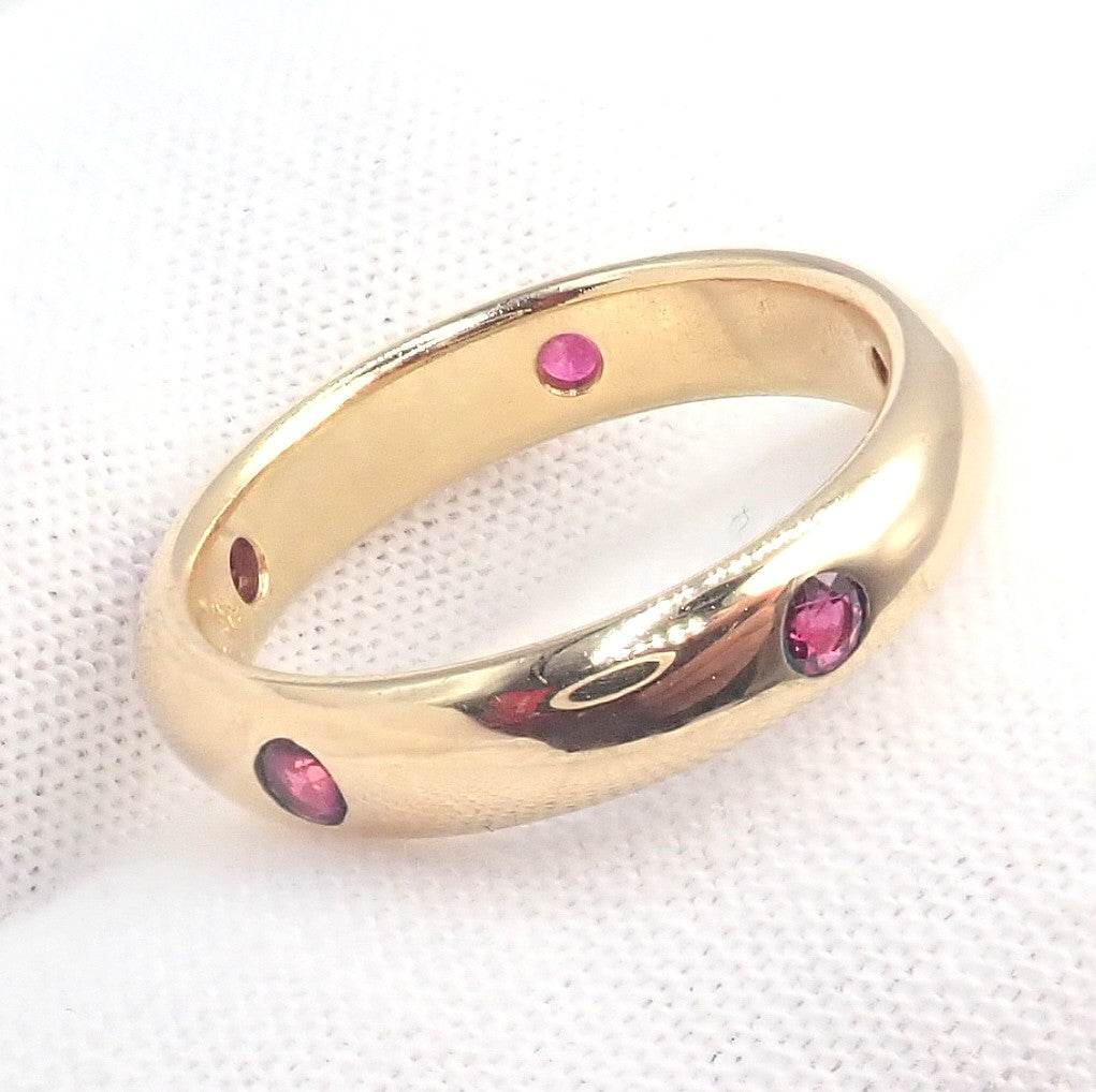 Authentic! Cartier Stella 18k Rose Gold Ruby Band Ring Size 51 | Fortrove
