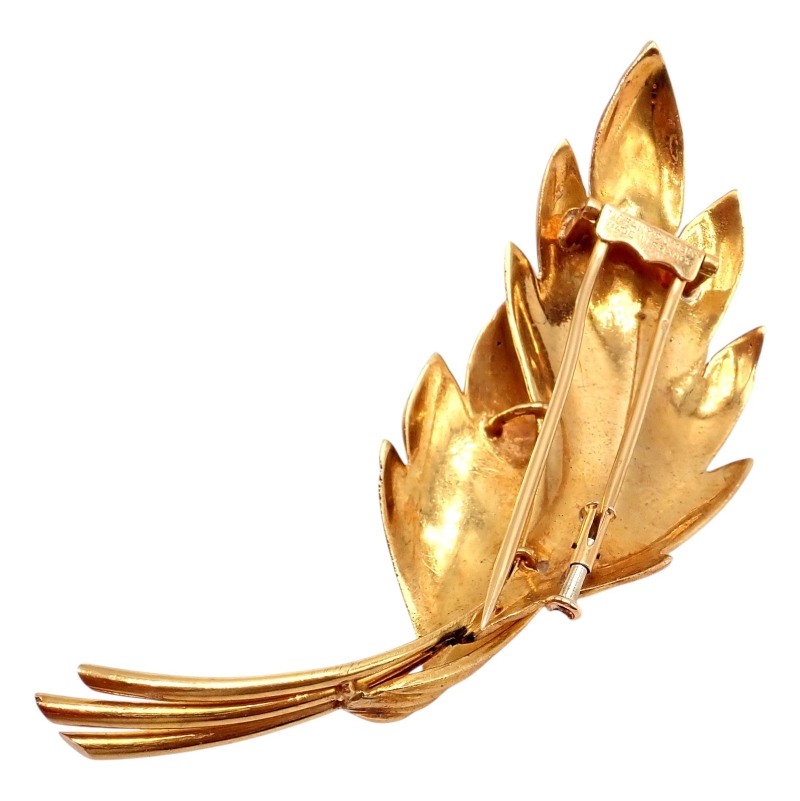 Vintage! Tiffany & Co. 18k Yellow Gold French Leaf Large Pin Brooch | Fortrove
