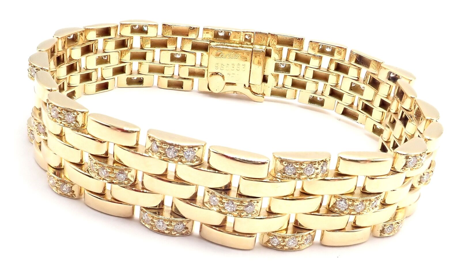 Cartier Jewelry & Watches:Fine Jewelry:Bracelets & Charms Authentic Cartier Maillon Panthere 18K Gold Diamond Five Row Link Gold Bracelet