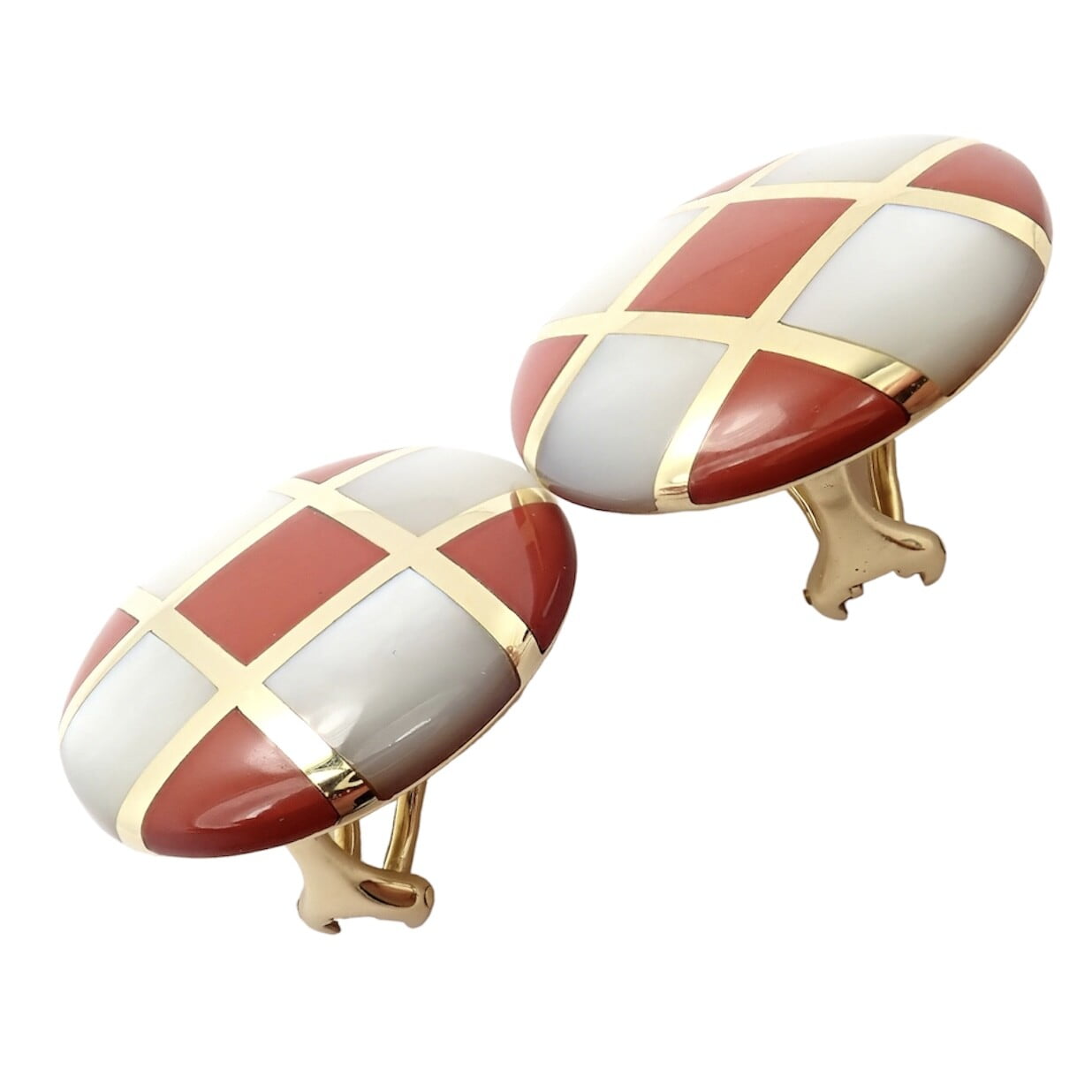 Tiffany & Co. Jewelry & Watches:Fine Jewelry:Earrings Tiffany & Co Cummings 18k Gold Mother of Pearl Carnelian Checkerboard Earrings