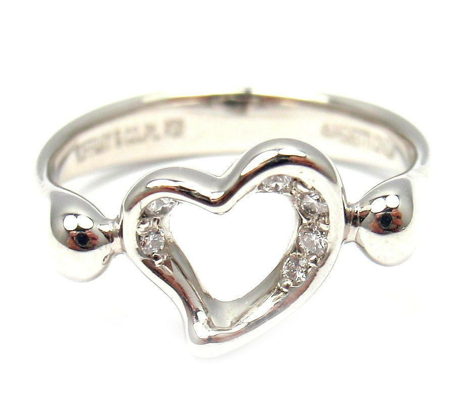 Tiffany & Co. Platinum Peretti Diamond Open Heart Ring sz 5 | Fortrove