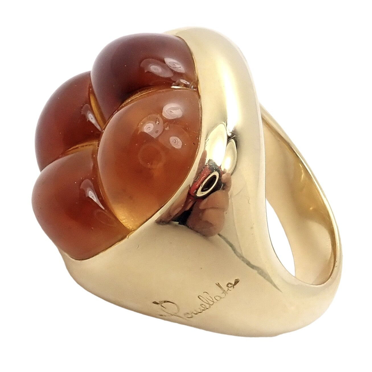 Rare! Authentic Pomellato 18k Yellow Gold Large 4 Citrine Ring Sz 6.5 | Fortrove