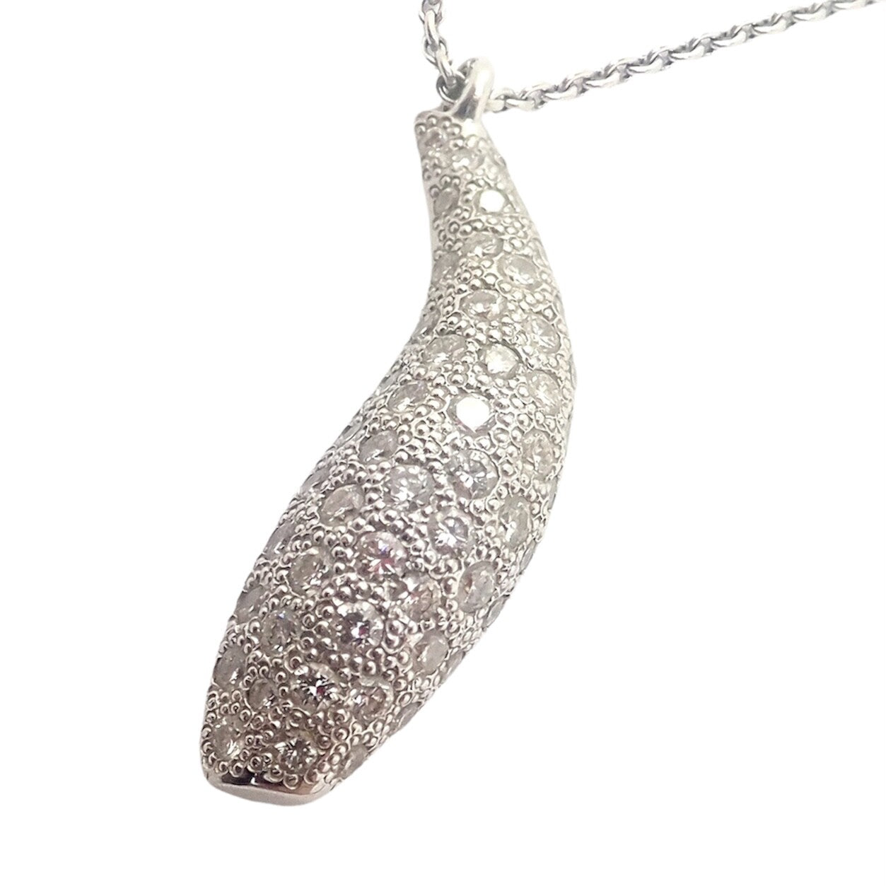 Authentic! Tiffany & Co 18k White Gold Frank Gehry Diamond Fish Necklace | Fortrove