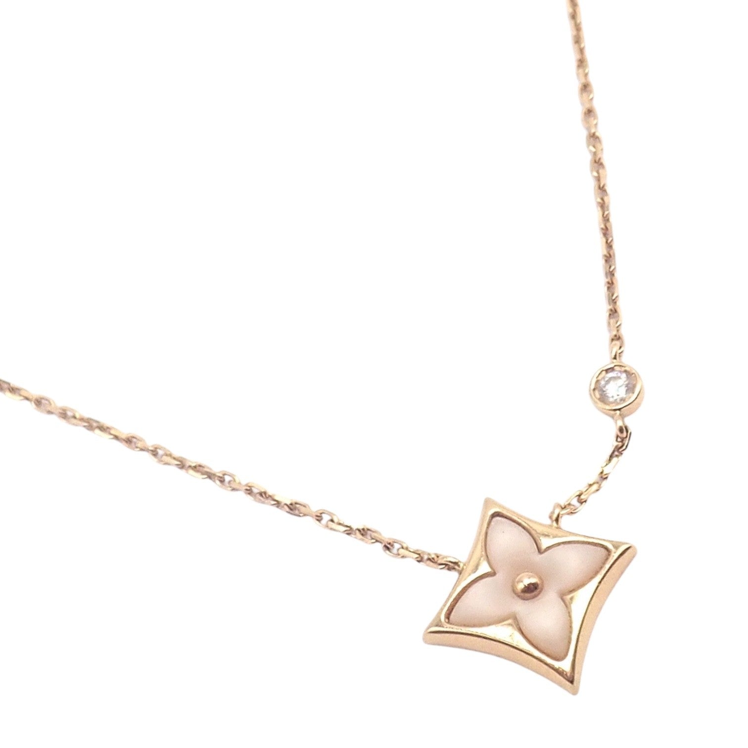 Authentic! Louis Vuitton 18k Rose Gold Diamond Mother Of Pearl Blossom Necklace | Fortrove