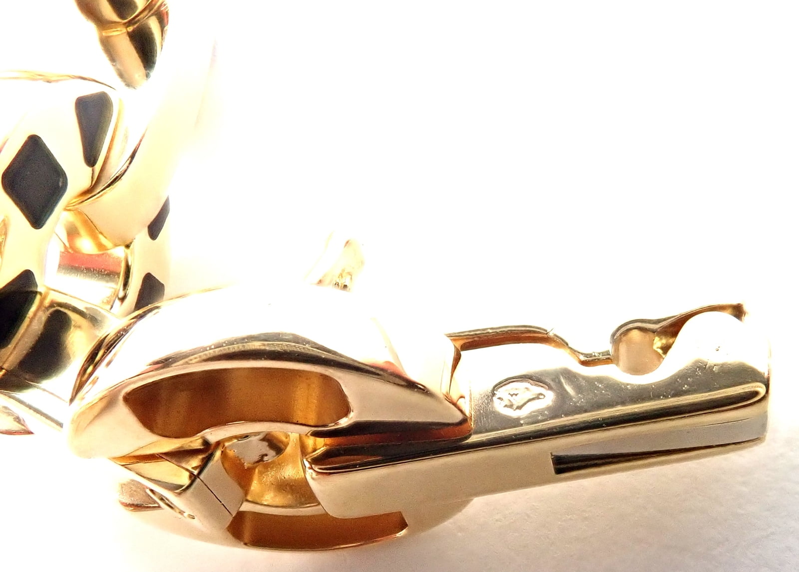 Cartier Jewelry & Watches:Fine Jewelry:Bracelets & Charms Rare! Authentic Cartier Panthere 18k Gold Black Lacquer Spot Link Bracelet Paper