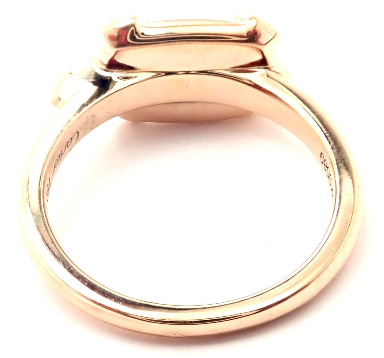 Authentic! Cartier Tortue 18k Rose Gold Diamond Mother Of Pearl Ring | Fortrove